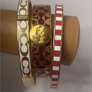 Coach Gold and Red Bracelet Trio